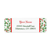 レトログリーンホリーと赤い果実のパターンラベル ラベル (正面)