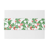 レトログリーンホリーと赤い果実のパターン 招待状ベリーバンド (裏面例)