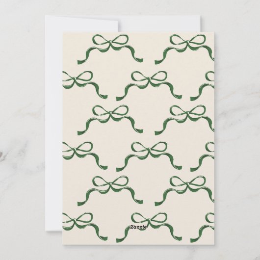 レトログリーンボウズ楕円形アーチフォトクリスマス シーズンカード (裏面)