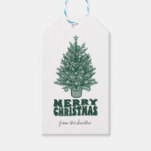 レトログリーンメリークリスマス ギフトタグ (正面)