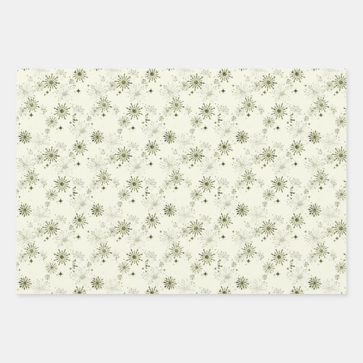 レトログリーンラッピング紙 ラッピングペーパーシート (正面)