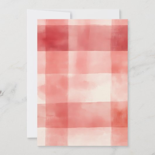 レトログリーンレッドストロベリーベリーファースト誕生日 招待状 (裏面)