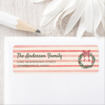 レトログリーンレッドピンクボウ描リースクリスマス