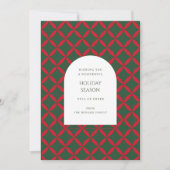 レトログリーンレッドミッドセンチュリーモダンホリデーカード (正面)