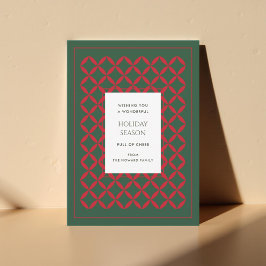 レトログリーンレッドミッドセンチュリーモダンホリデーカード