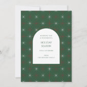 レトログリーンレッドミッドセンチュリーモダンホリデーカード (正面)