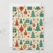 レトログリーンレッドミッドセンチュリーモダンホリデーカード (裏面)