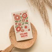 レトログリーンレッドQRコードGroovyフローラボーファンキーホ 名刺