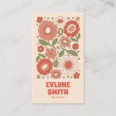 レトログリーンレッドQRコードGroovyフローラボーファンキーホ 名刺 (正面)