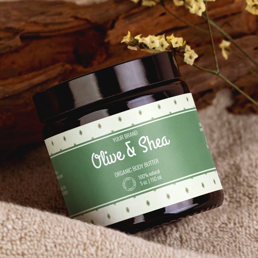 レトログリーン化粧品の瓶ラップラのまわりにベル ペットボトルラベル