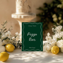 レトログリーン手書きピザバー卓上看板