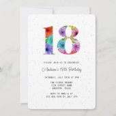 レトログリーン素朴フローラ18thバースデーパーティー 招待状 (正面)