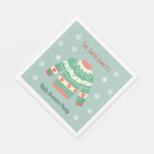 レトログリーン醜いクリスマスセーターパーティースノーフレーク スタンダードランチョンナプキン (角)