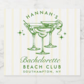 レトログリーン＆イエローストライプのバチェロレッテスパークリング スパークリングワインラベル (シングルラベル)