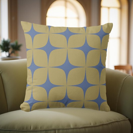 レトログリーン&ブルーミッドセンチュリー幾何モダン的 クッション