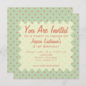レトログリーン&メロンドット招待状 招待状 (正面/裏面)