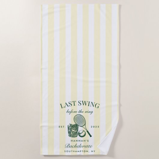 レトログリーン ラストスウィングビフォアザリング テニスバッハ ビーチタオル (正面)