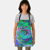 レトログリーン、レッド、マゼンタ抽象芸術グルービースワール エプロン (インサイチュ)