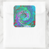 レトログリーン、レッド、マゼンタ抽象芸術グルービースワール スクエアシール (バッグ)