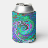 レトログリーン、レッド、マゼンタ抽象芸術グルービースワール 缶クーラー (缶裏面)