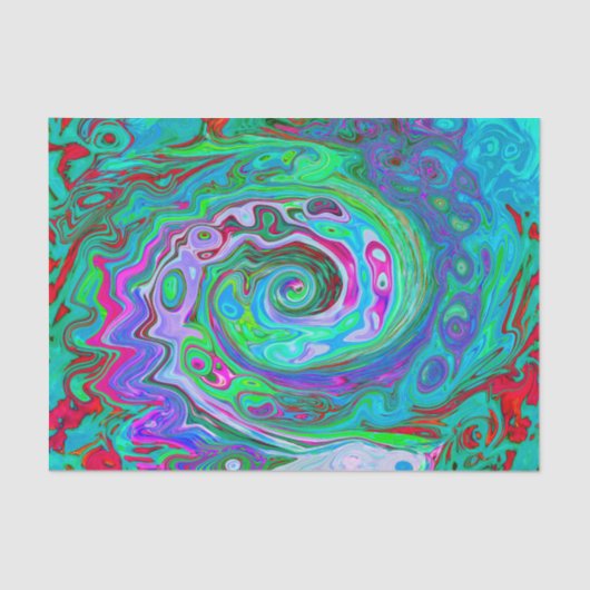 レトログリーン、レッド、マゼンタ抽象芸術グルービースワール 薄葉紙 (正面)