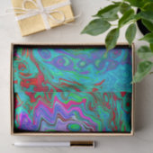 レトログリーン、レッド、マゼンタ抽象芸術グルービースワール 薄葉紙 (ギフト)