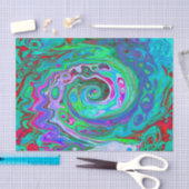 レトログリーン、レッド、マゼンタ抽象芸術グルービースワール 薄葉紙 (クラフト)