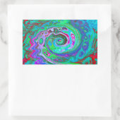 レトログリーン、レッド、マゼンタ抽象芸術グルービースワール 長方形シール (バッグ)