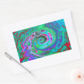 レトログリーン、レッド、マゼンタ抽象芸術グルービースワール 長方形シール (封筒)