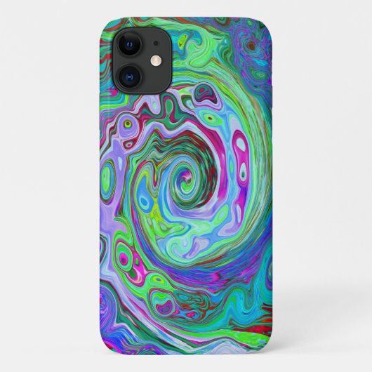 レトログリーン、レッド、マゼンタ抽象芸術グルービースワール Case-Mate iPhoneケース (裏面)