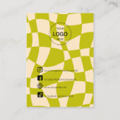 レトログリーンGroovyヴィンテージイヤリングディスプレイ 名刺 (裏面)