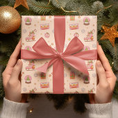レトログルービクリスマスホリデーローラースケッツ ラッピングペーパー