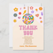 レトログルービディスコボールベビーシャワー サンキューカード (正面)