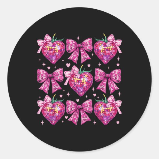 レトログルービピンクコケットボウストロベリーバレンティン ラウンドシール (正面)