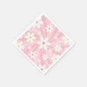 レトログルービピンクサンシャインデイジーフローラヒッピー スタンダードカクテルナプキン (角)