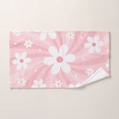 レトログルービピンクサンシャインデイジーフローラヒッピー ハンドタオル (ハンドタオル)