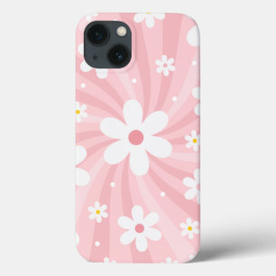 レトログルービピンクサンシャインデイジーフローラヒッピー iPhone 13ケース
