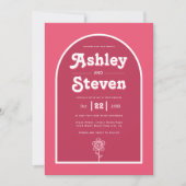 レトログルービマゼンダおよびピインスパイアック結婚70s 招待状 (正面)