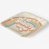 レトログルービワンレインボーブラウンオレンジ誕生日 ペーパープレート (傾斜あり)