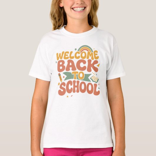 レトログルービーな学校再開のお祝い Tシャツ (正面)