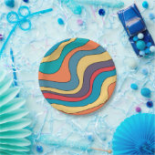 レトログルービーウェカラフルーブズアートヒッピー70sレインボー ペーパープレート (パーティー)