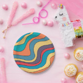 レトログルービーウェカラフルーブズアートヒッピー70sレインボー ペーパープレート (パーティー)