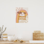 レトログルービーウェルカムヒッピーデイジーガール誕生日ポー ポスター (キッチン)