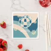 レトログルービーウェーブディスコボールデイジーグリーン誕生日 スタンダードカクテルナプキン (インサイチュ)