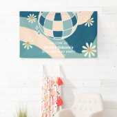 レトログルービーウェーブディスコボールデイジーグリーン誕生日 横断幕 (インサイチュ)