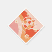 レトログルービーウェーブディスコボールデイジーピンク誕生日 スタンダードカクテルナプキン (角)