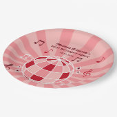 レトログルービーウェーブディスコボールミュージカルピンク誕生日 ペーパープレート (アングル)