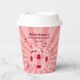 レトログルービーウェーブディスコボールミュージカルピンク誕生日 紙コップ