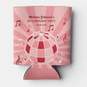 レトログルービーウェーブディスコボールミュージカルピンク誕生日 缶クーラー (正面)