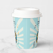 レトログルービーウェーブディスコボールミュージカルブルー誕生日 紙コップ (右)